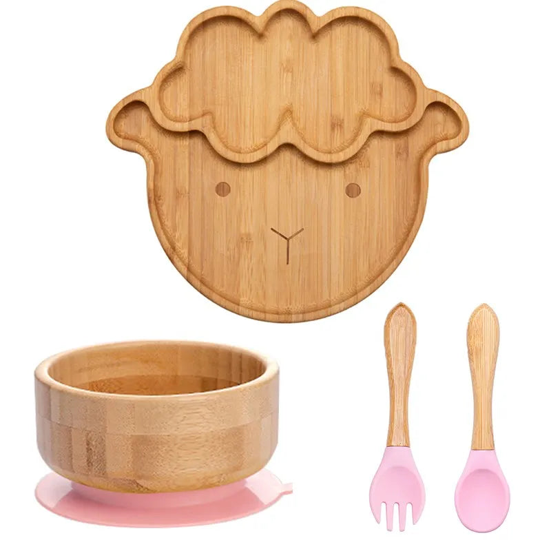 4pcs Animal Suction Plate, Bowl and Spoon Set