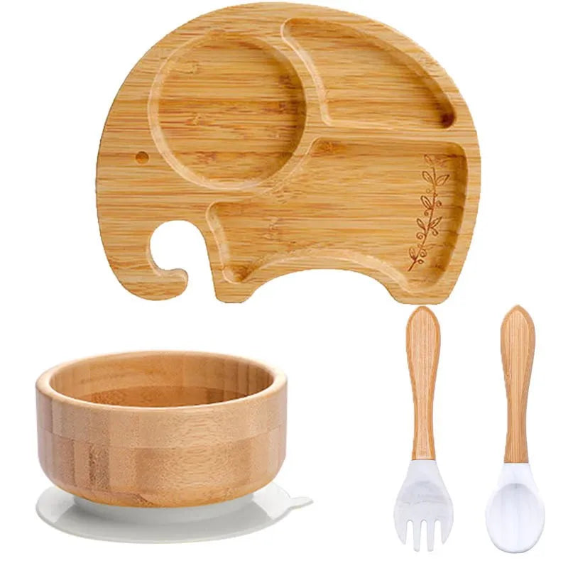 4pcs Animal Suction Plate, Bowl and Spoon Set