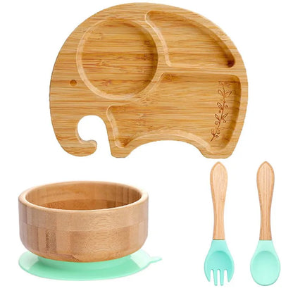 4pcs Animal Suction Plate, Bowl and Spoon Set