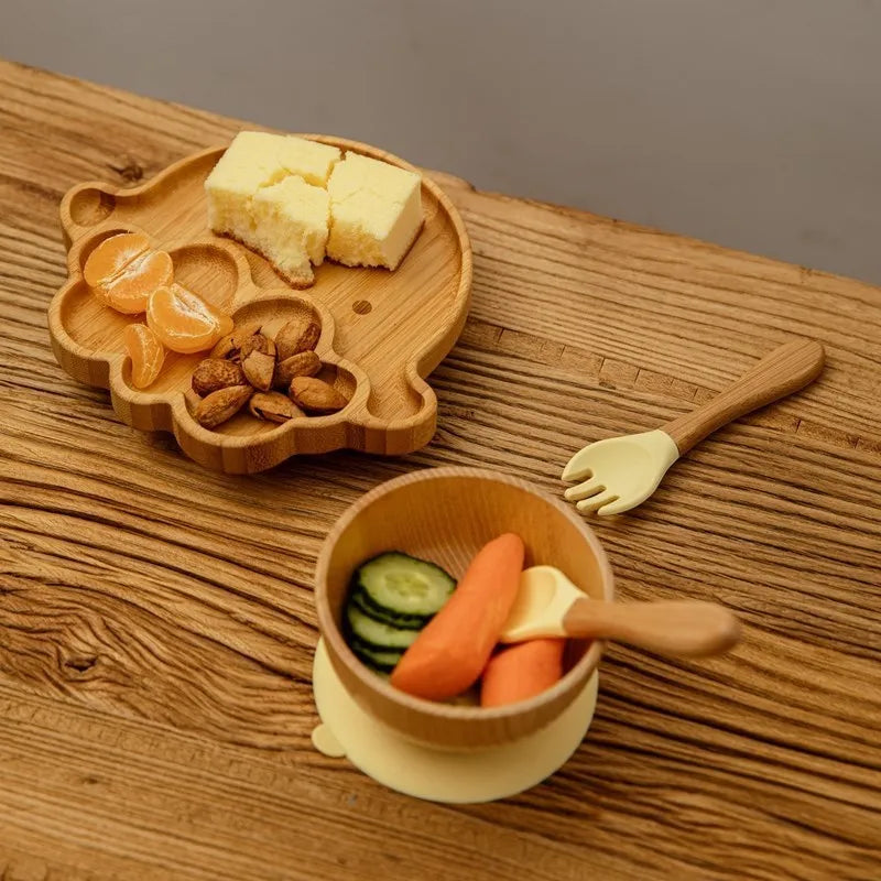 4pcs Animal Suction Plate, Bowl and Spoon Set
