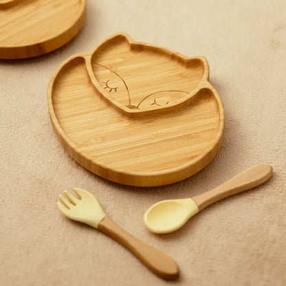 4pcs Animal Suction Plate, Bowl and Spoon Set