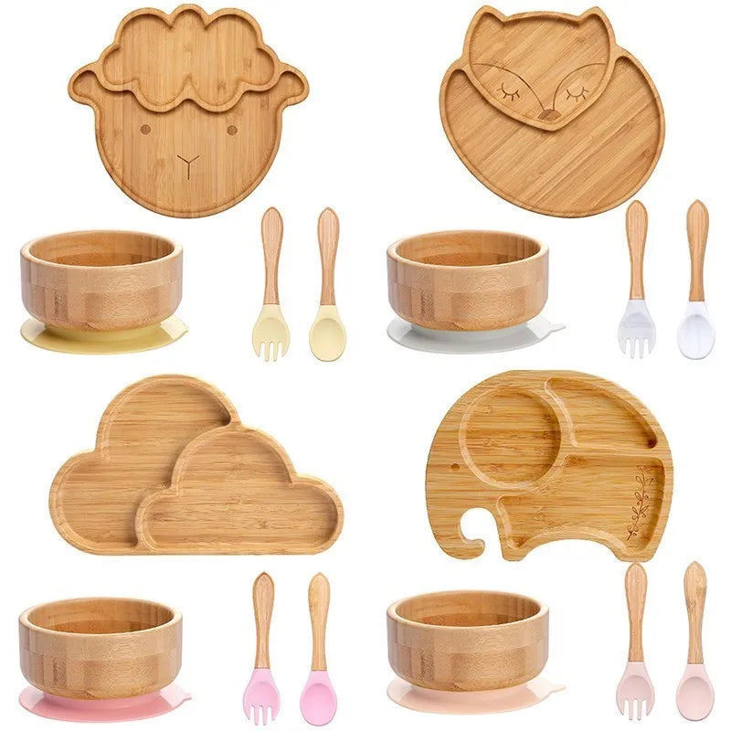 4pcs Animal Suction Plate, Bowl and Spoon Set
