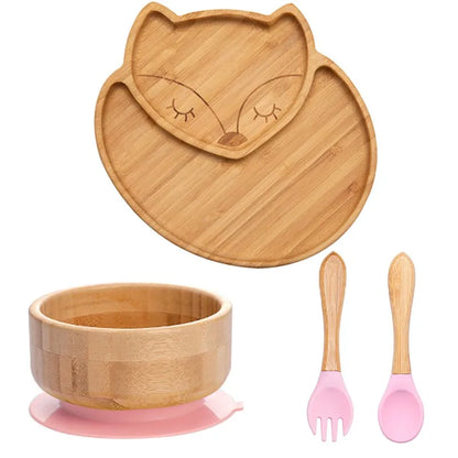4pcs Animal Suction Plate, Bowl and Spoon Set