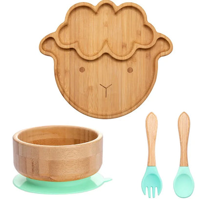 4pcs Animal Suction Plate, Bowl and Spoon Set