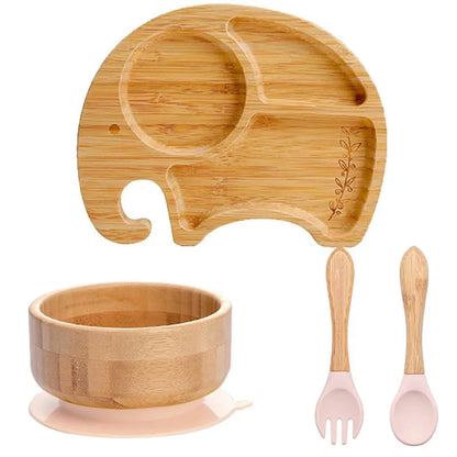 4pcs Animal Suction Plate, Bowl and Spoon Set