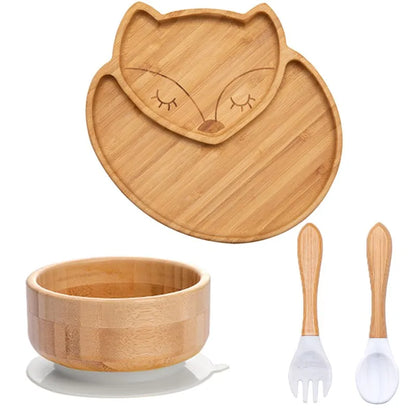 4pcs Animal Suction Plate, Bowl and Spoon Set