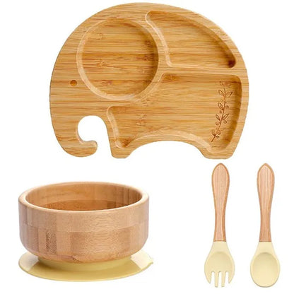 4pcs Animal Suction Plate, Bowl and Spoon Set