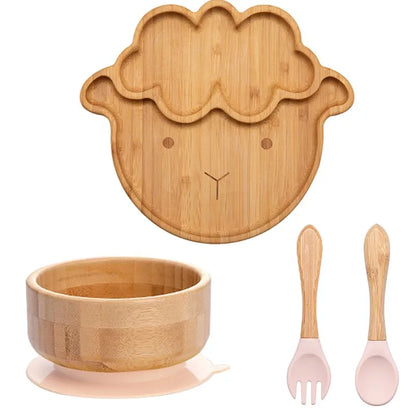 4pcs Animal Suction Plate, Bowl and Spoon Set