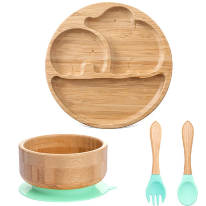 4pcs Animal Suction Plate, Bowl and Spoon Set