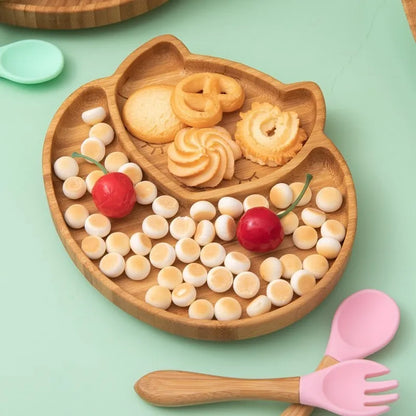 4pcs Animal Suction Plate, Bowl and Spoon Set