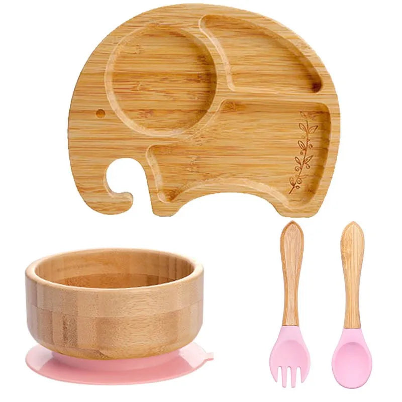 4pcs Animal Suction Plate, Bowl and Spoon Set