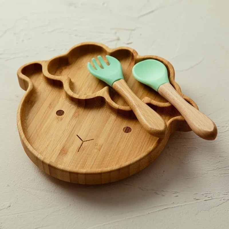4pcs Animal Suction Plate, Bowl and Spoon Set